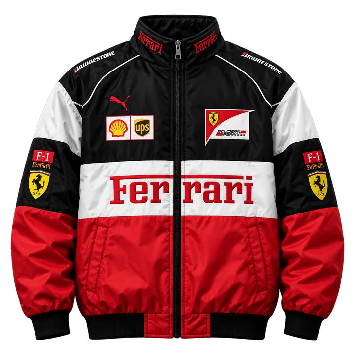 Ferrari F1 Premium Oversized Jacket — Red & White